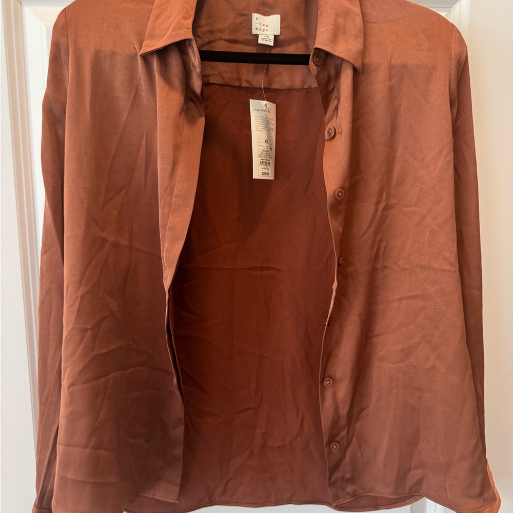 a new day Terracotta Button-Up Blouse